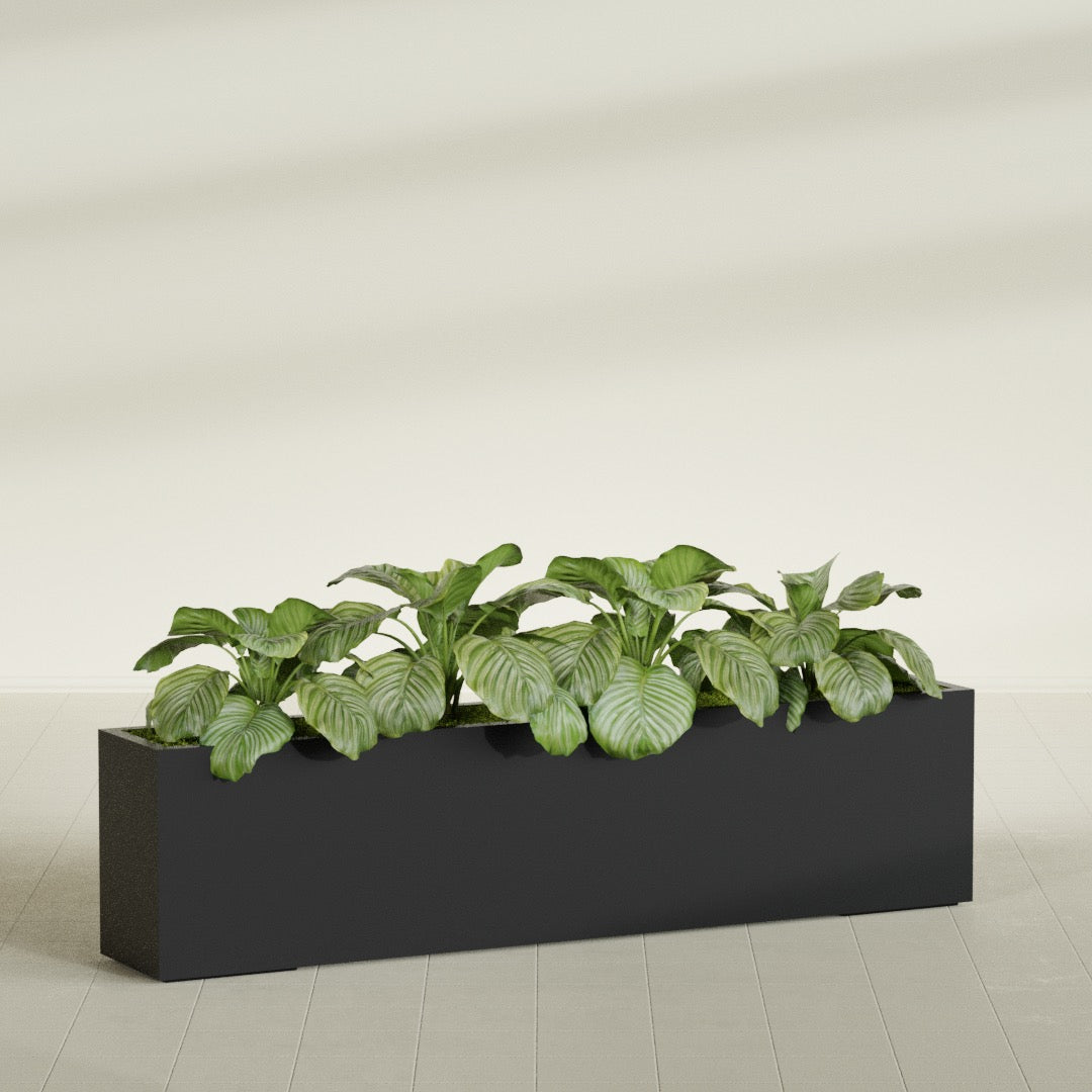 Miami Extra Large Narrow Rectangle Fiberglass Planter - 72 in x 12 in x 18 in - Matte Black - Matte Black,72 in x 12 in x 18 in