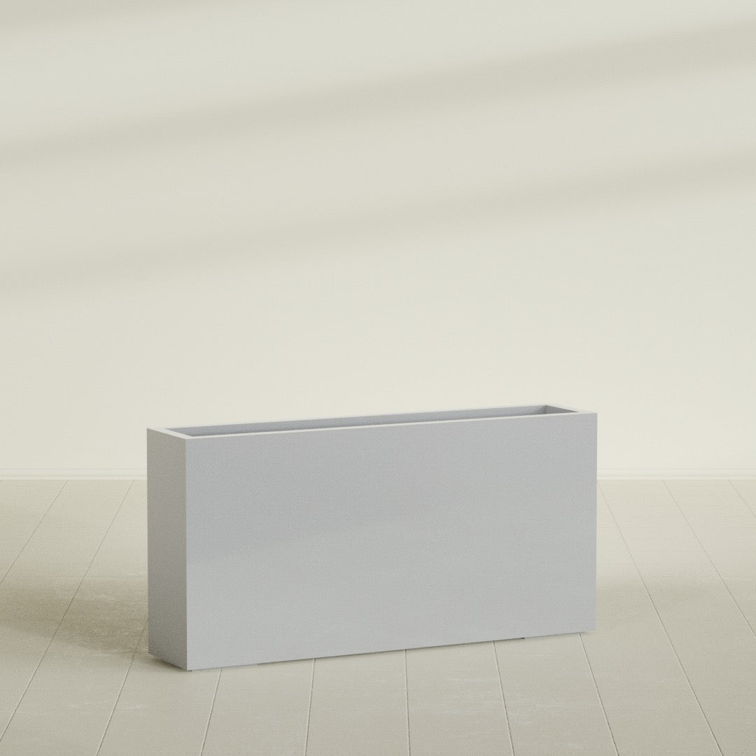 Milano Extra Large Narrow Rectangle Fiberglass Planter - 48 in x 10 in x 24 in - Metallic Silver - Metallic Silver,48 in x 10 in x 24 in