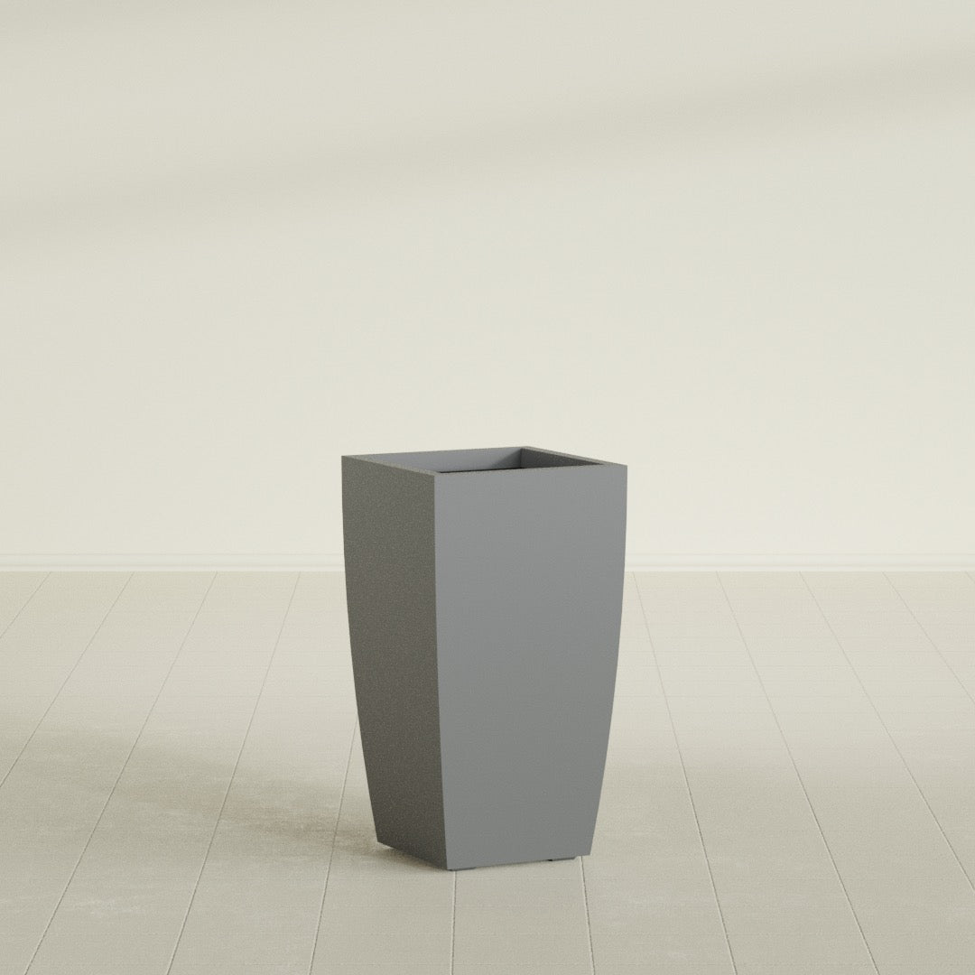 Toulan Large Tall Tapered Square Fiberglass Planter - 16 in x 16 in x 30 in - Metallic Gunmetal - Metallic Gunmetal,16 in x 16 in x 30 in