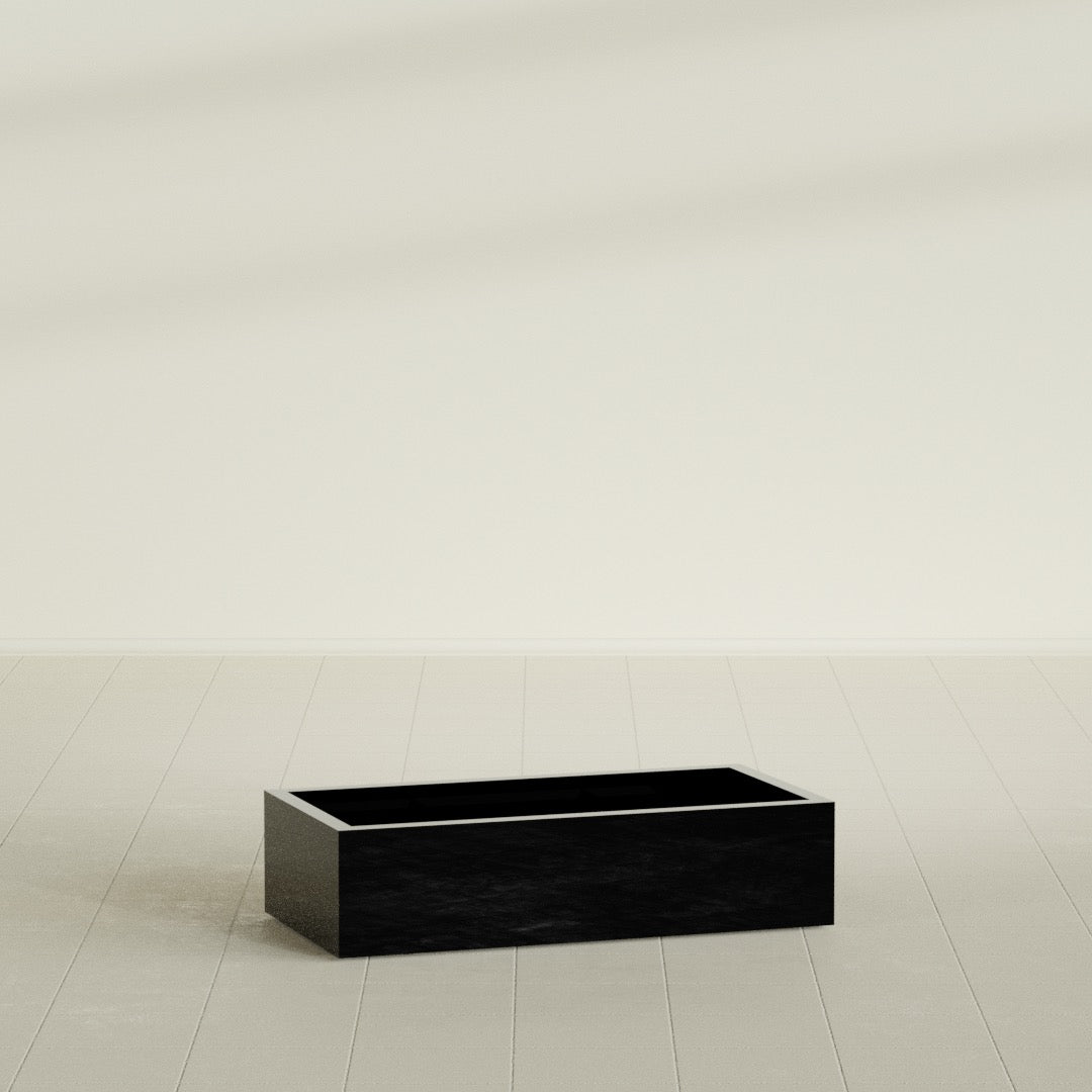 Antwerp Extra Large Long Rectangle Fiberglass Planter - 48 in x 24 in x 12 in - Gloss Black - Gloss Black,48 in x 24 in x 12 in