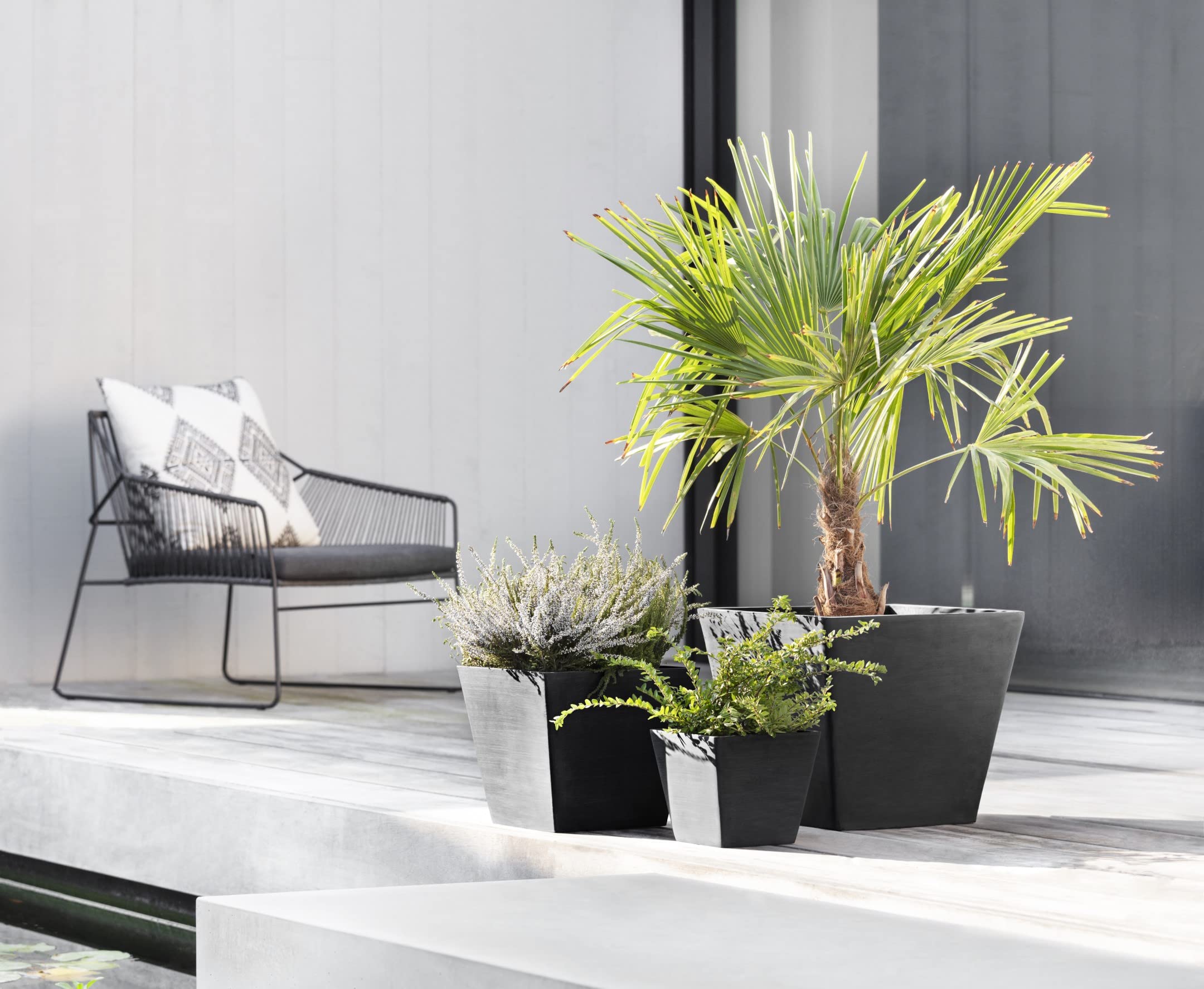 Rotterdam Small Square Planter - 8 in x 8 in x 7 in - Dark Grey - Dark Grey,8 in x 8 in x 7 in,Planter Only