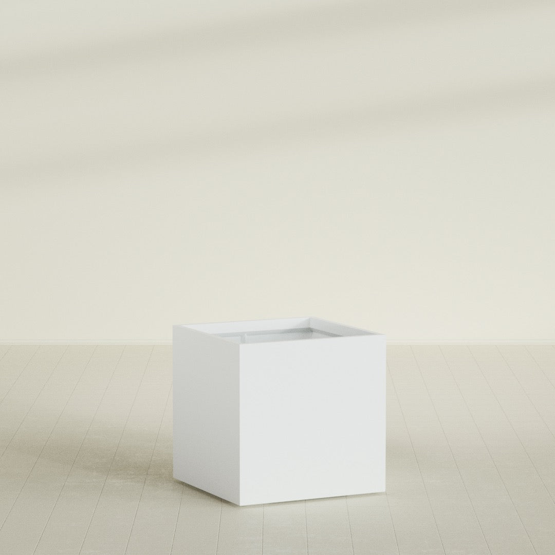 Montroy Large Cube Square Fiberglass Planter - 36 in x 36 in x 36 in - Matte White - Matte White,36 in x 36 in x 36 in