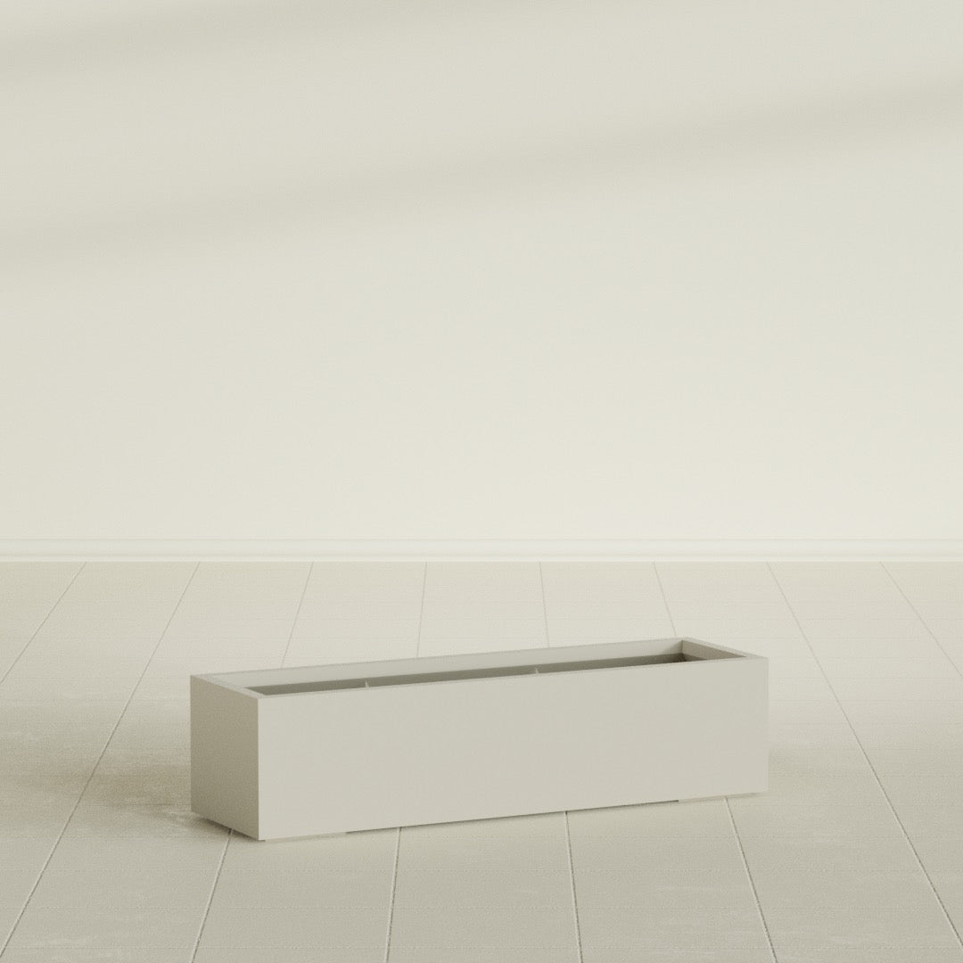 Cuba Large Long Rectangle Fiberglass Planter - 48 in x 14 in x 12 in - Satin Beige - Satin Beige,48 in x 14 in x 12 in