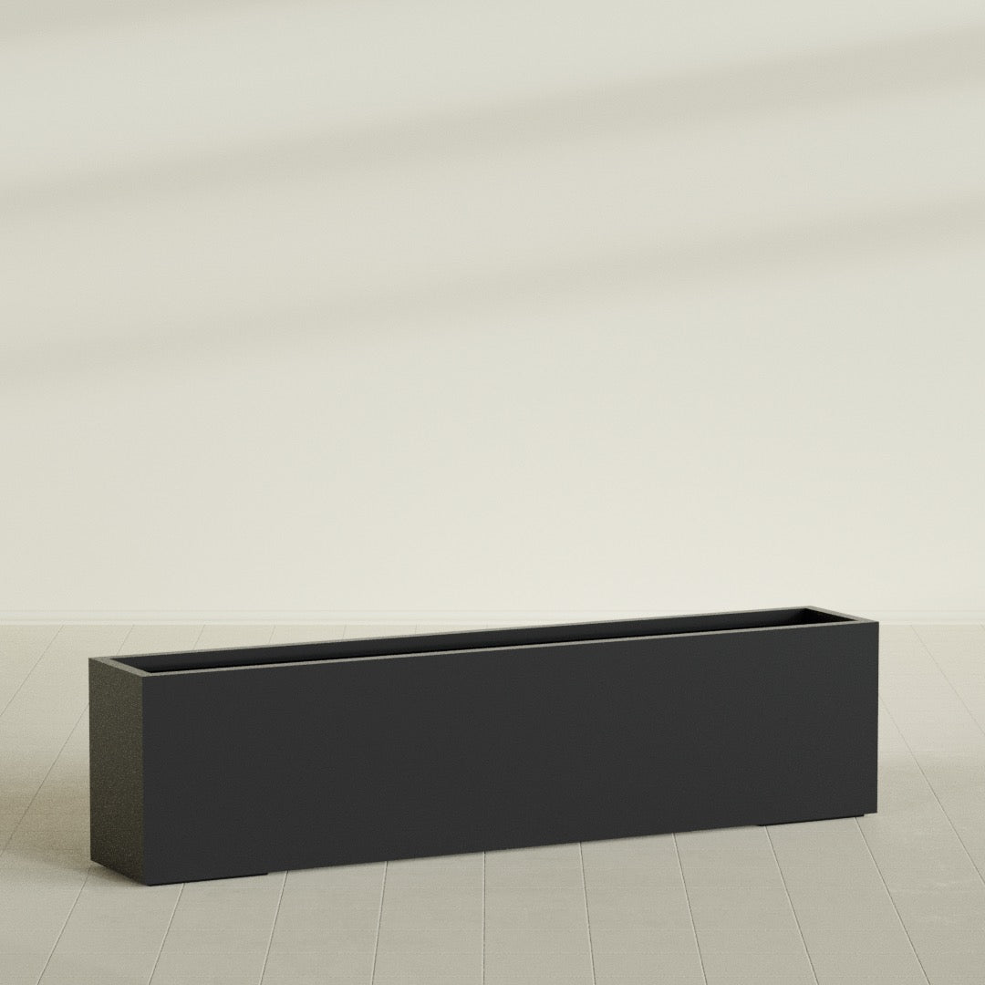 Miami Extra Large Narrow Rectangle Fiberglass Planter - 72 in x 12 in x 18 in - Matte Black - Matte Black,72 in x 12 in x 18 in