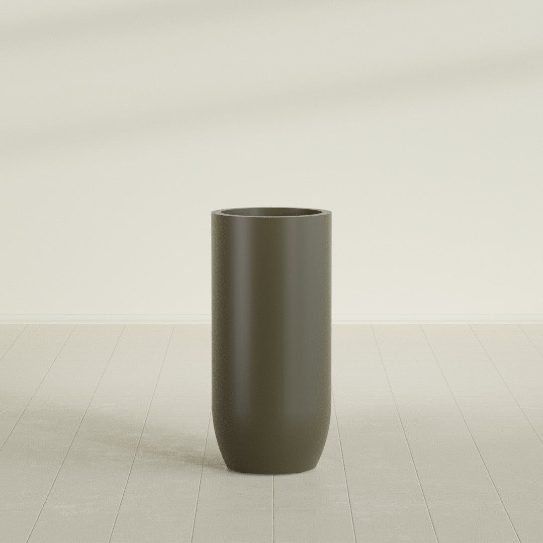 Saint Tropez Large Tall Round Fiberglass Planter - 20 in x 20 in x 43 in - Matte Bronze - Matte Bronze,20 in x 20 in x 43 in