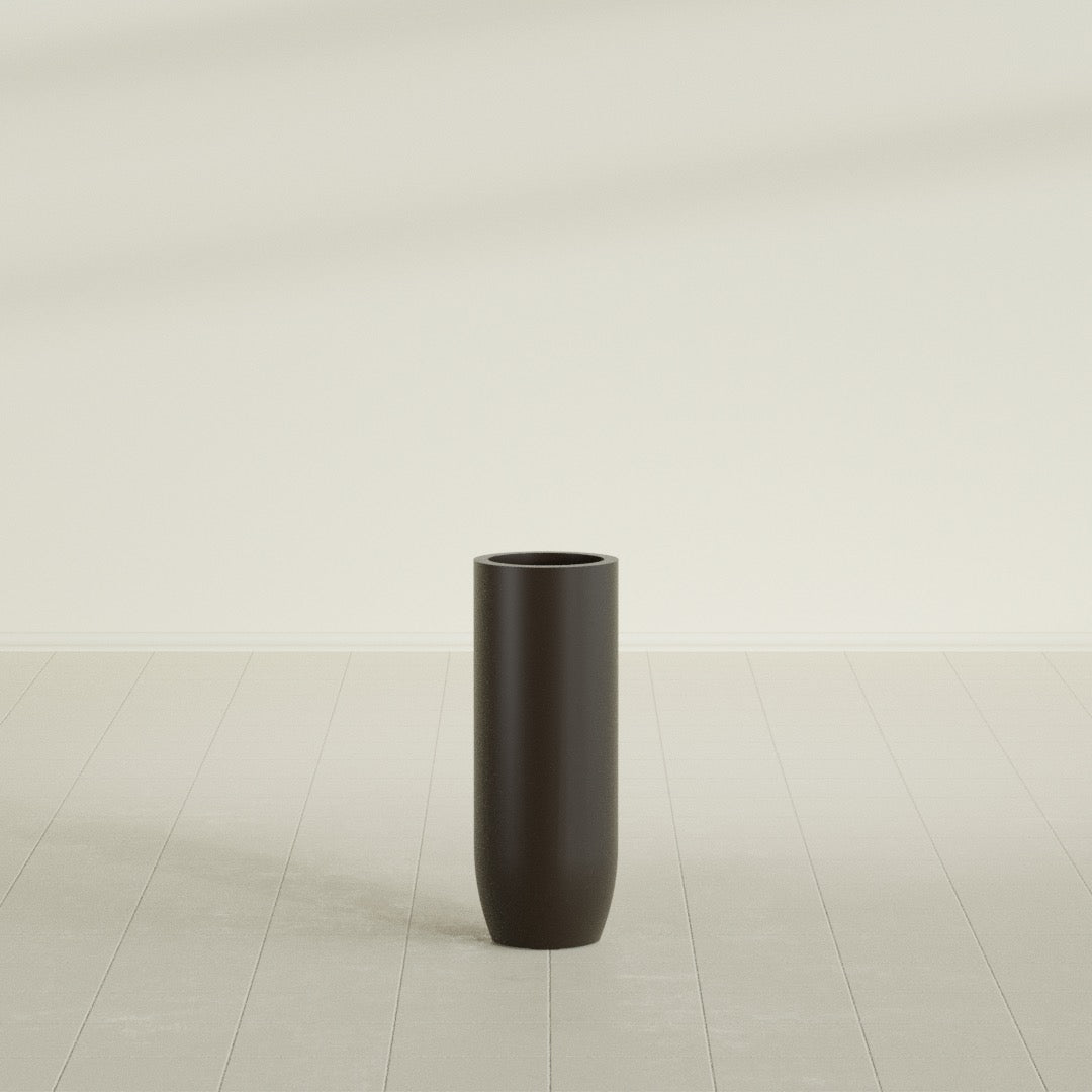 Saint Tropez Large Tall Round Fiberglass Planter - 12 in x 12 in x 32 in - Matte Brown - Matte Brown,12 in x 12 in x 32 in