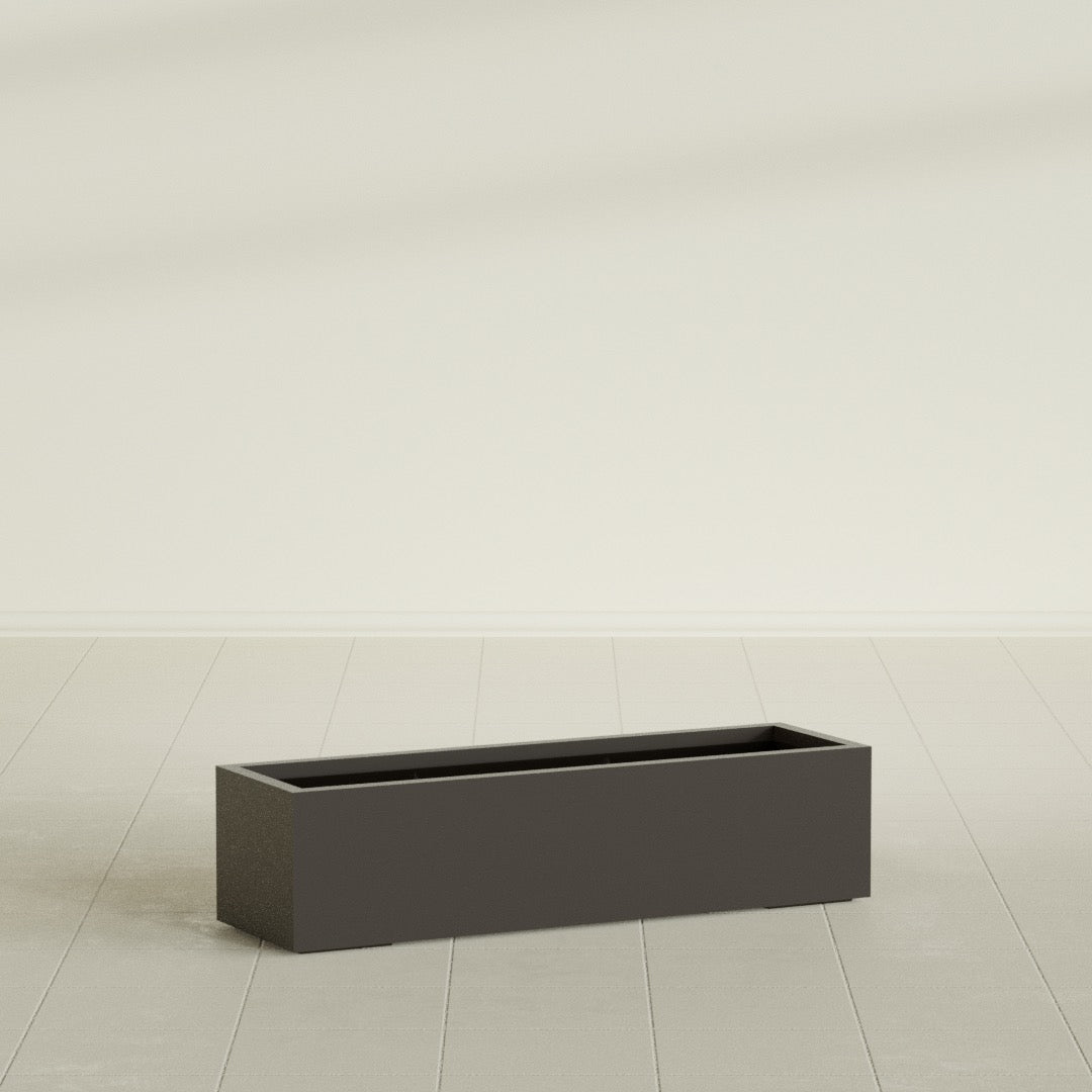 Cuba Large Long Rectangle Fiberglass Planter - 48 in x 14 in x 12 in - Matte Brown - Matte Brown,48 in x 14 in x 12 in