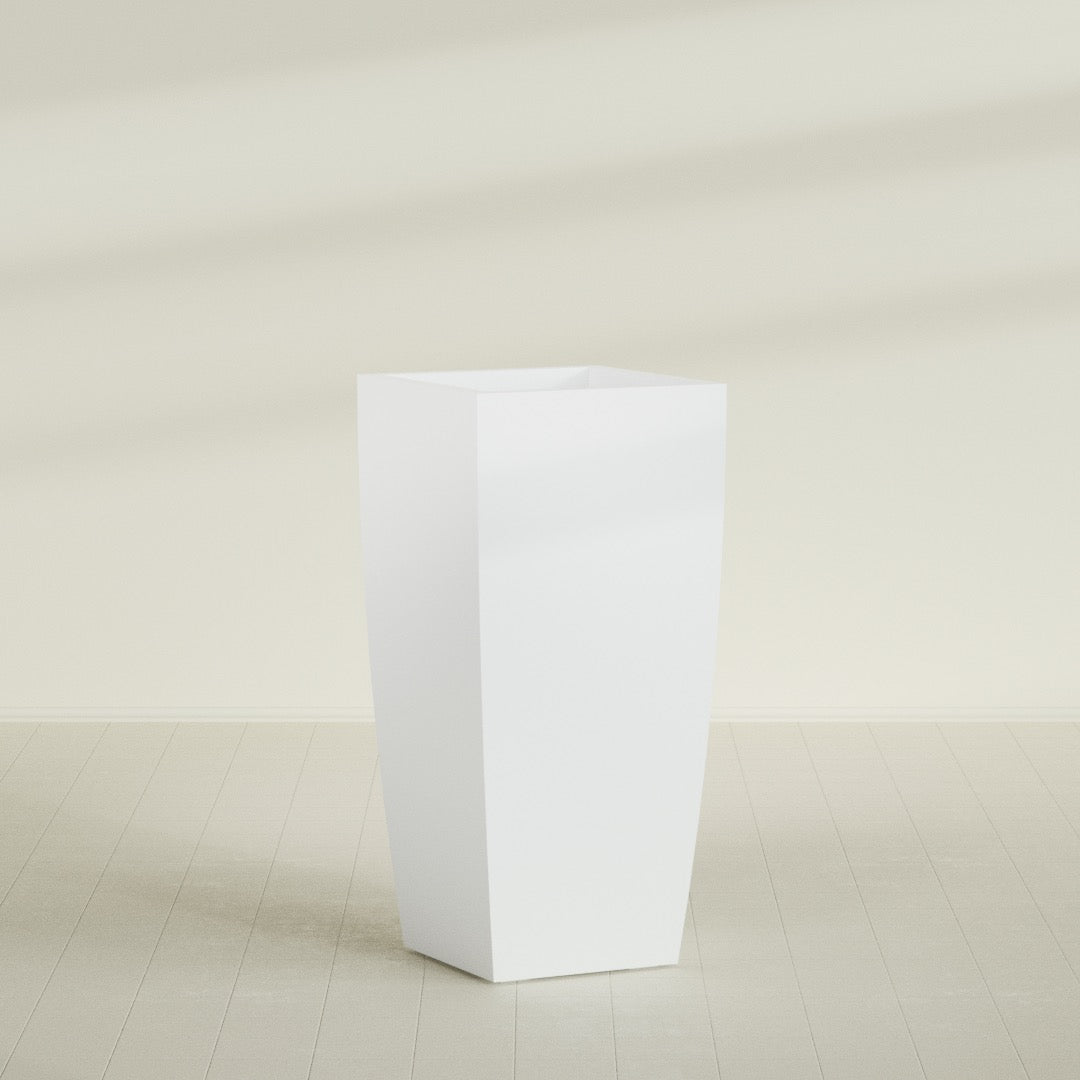 Toulan Extra Large Tall Tapered Square Fiberglass Planter - 28 in x 28 in x 60 in - Matte White - Matte White,28 in x 28 in x 60 in