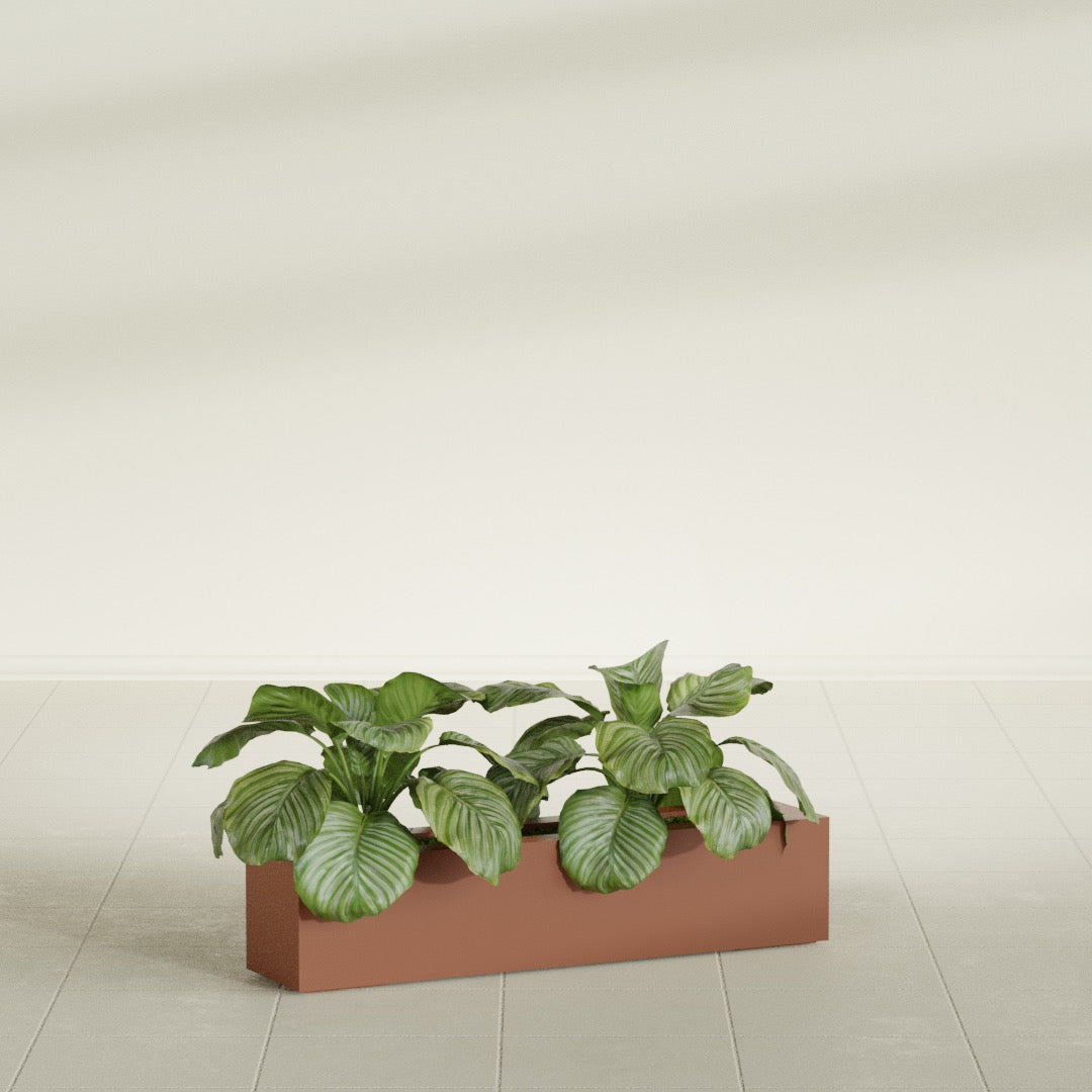 Salon Large Tall Rectangle Fiberglass Planter - 36 in x 8 in x 8 in - Matte Terracotta - Matte Terracotta,36 in x 8 in x 8 in