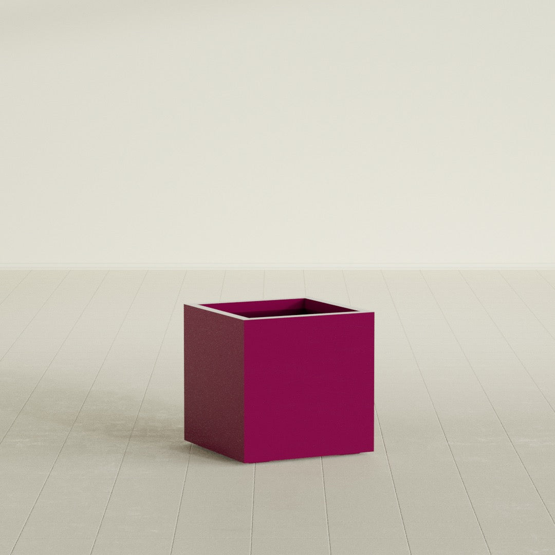 Montroy Medium Cube Square Fiberglass Planter - 20 in x 20 in x 20 in - Gloss Eggplant - Gloss Eggplant,20 in x 20 in x 20 in