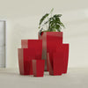 Toulan Large Tall Tapered Square Fiberglass Planter - 20 in x 20 in x 42 in - Gloss Red - Gloss Red,20 in x 20 in x 42 in