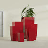 Toulan Extra Large Tall Tapered Square Fiberglass Planter - 23 in x 23 in x 48 in - Gloss Red - Gloss Red,23 in x 23 in x 48 in