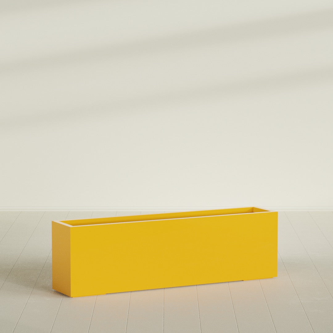 Miami Extra Large Narrow Rectangle Fiberglass Planter - 60 in x 12 in x 18 in - Gloss Saffron - Gloss Saffron,60 in x 12 in x 18 in