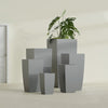 Toulan Extra Large Tall Tapered Square Fiberglass Planter - 28 in x 28 in x 60 in - Metallic Gunmetal - Metallic Gunmetal,28 in x 28 in x 60 in