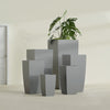Toulan Medium Tall Tapered Square Fiberglass Planter - 12 in x 12 in x 22 in - Metallic Gunmetal - Metallic Gunmetal,12 in x 12 in x 22 in