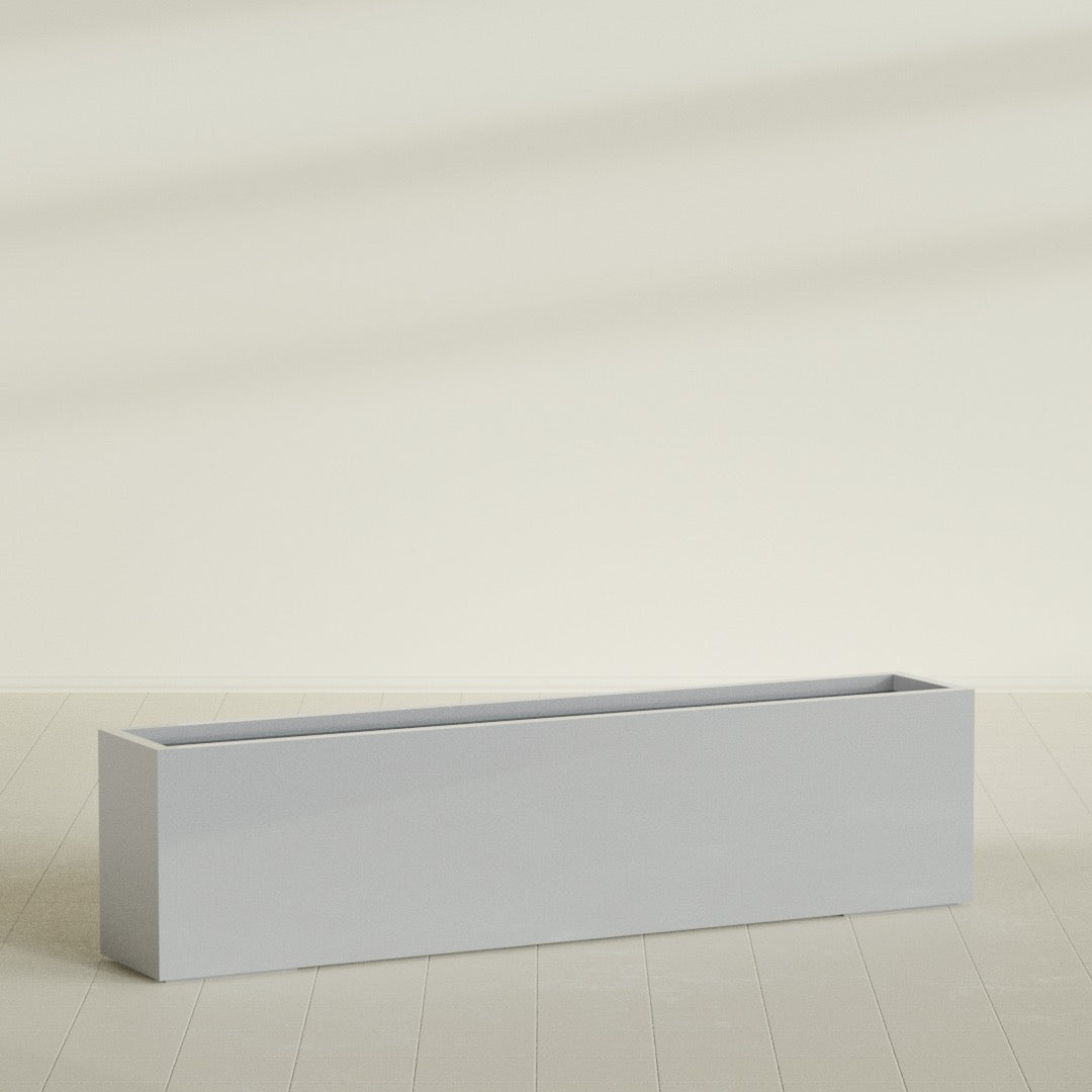 Miami Extra Large Narrow Rectangle Fiberglass Planter - 72 in x 12 in x 18 in - Metallic Silver - Metallic Silver,72 in x 12 in x 18 in