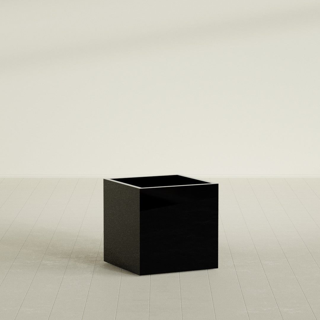 Montroy Medium Cube Square Fiberglass Planter - 28 in x 28 in x 28 in - Gloss Black - Gloss Black,28 in x 28 in x 28 in