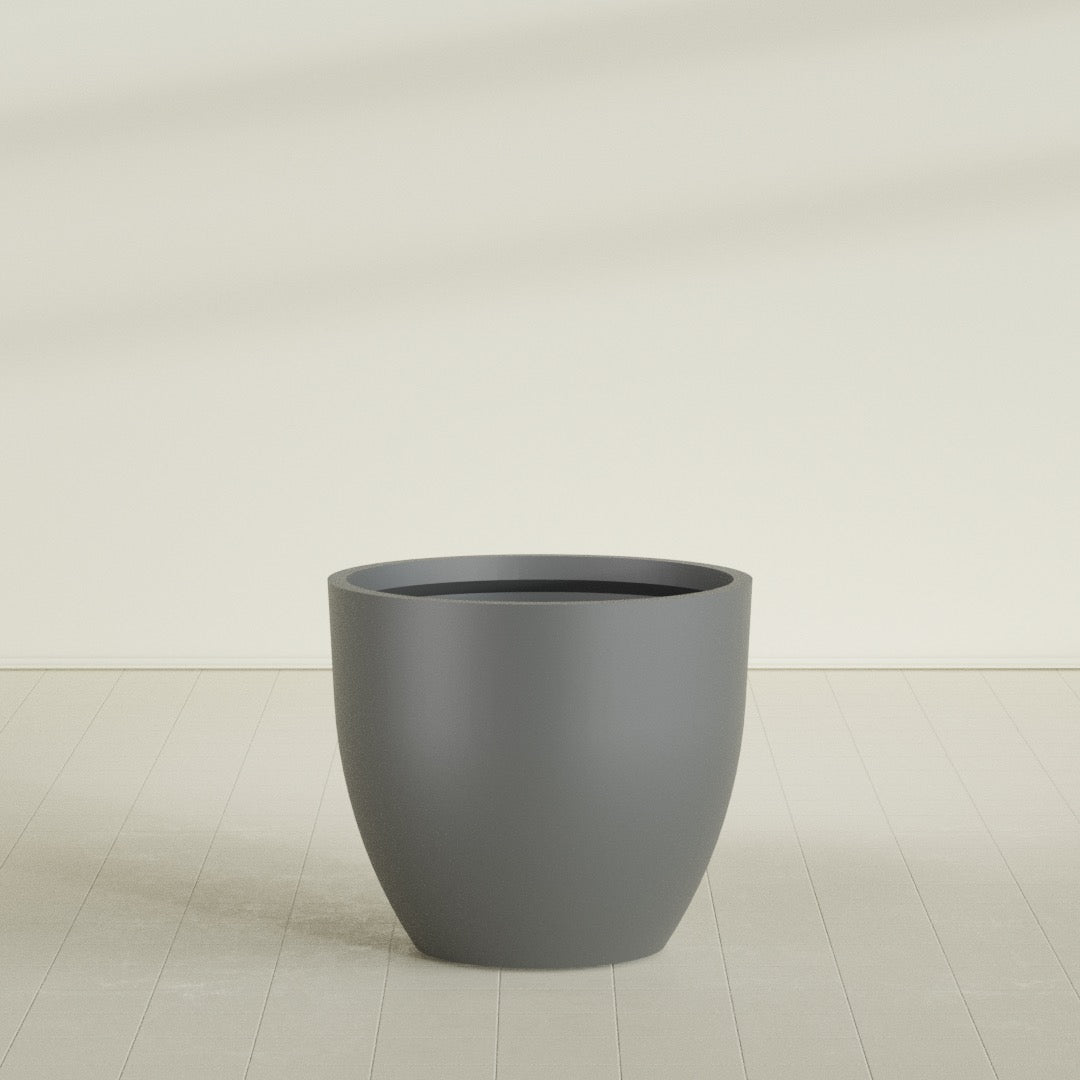 Wannsee Large Round Fiberglass Planter - 44 in x 44 in x 39 in - Metallic Gunmetal - Metallic Gunmetal,44 in x 44 in x 39 in