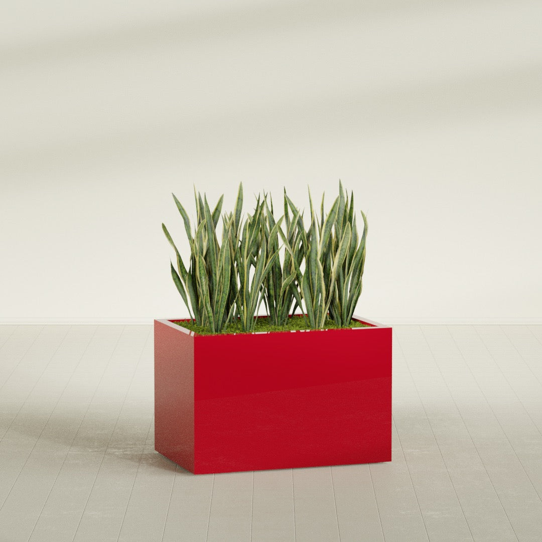 Granada Large Rectangle Fiberglass Planter - 36 in x 24 in x 24 in - Gloss Red - Gloss Red,36 in x 24 in x 24 in