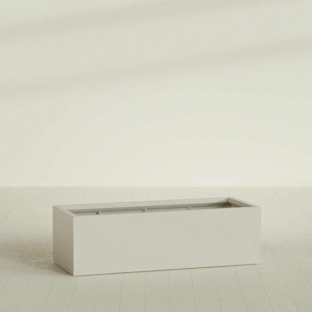 Torino Extra Large Wide Rectangle Fiberglass Planter - 60 in x 24 in x 18 in - Satin Beige - Satin Beige,60 in x 24 in x 18 in