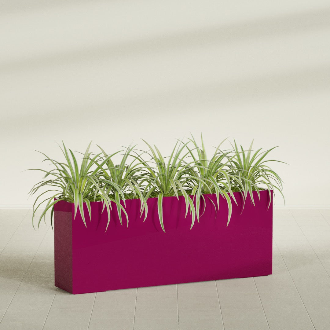 Hollywood Extra Large Narrow Rectangle Fiberglass Planter - 60 in x 12 in x 24 in - Gloss Eggplant - Gloss Eggplant,60 in x 12 in x 24 in