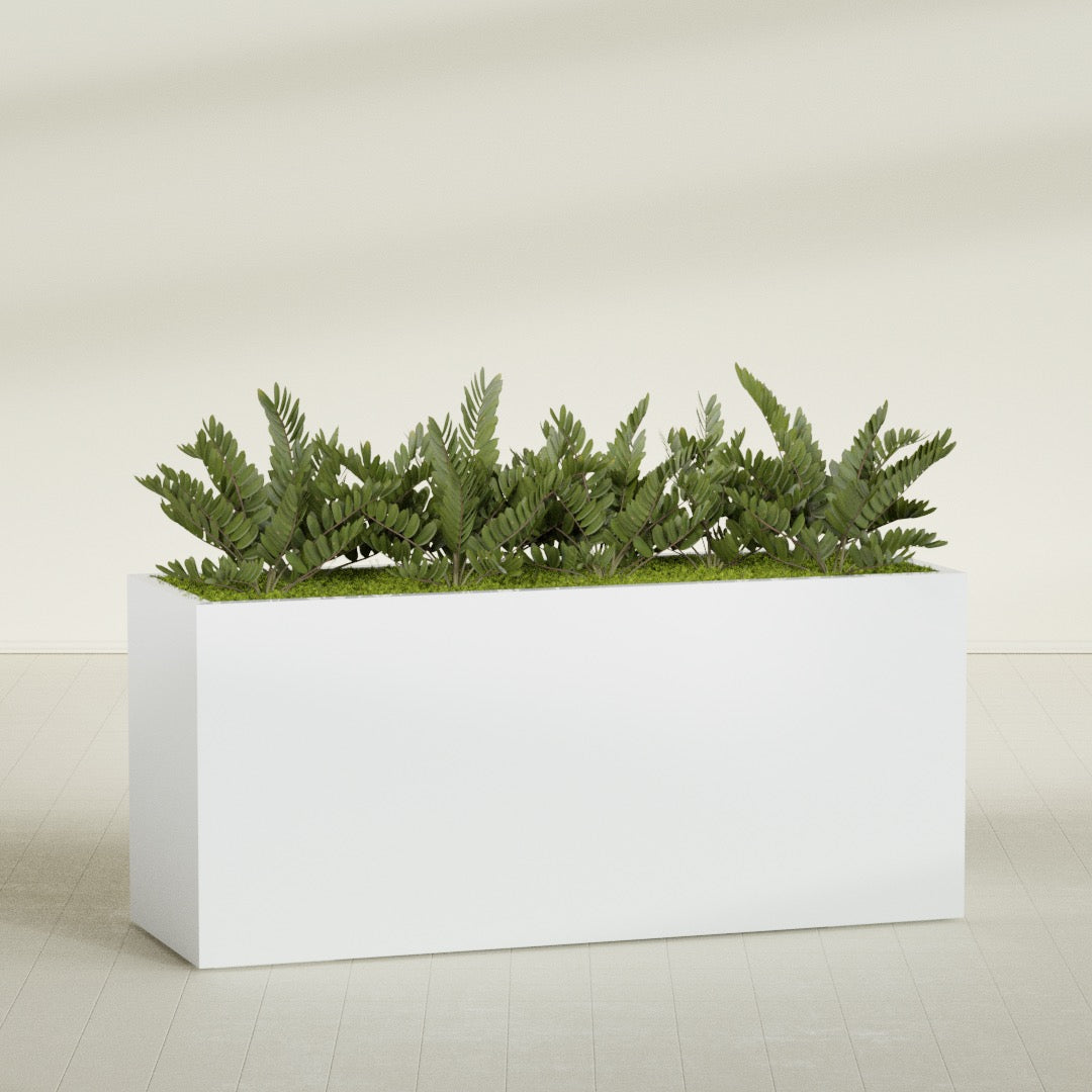 Brisbane Extra Large Long Rectangle Fiberglass Planter - 72 in x 24 in x 32 in - Matte White - Matte White,72 in x 24 in x 32 in