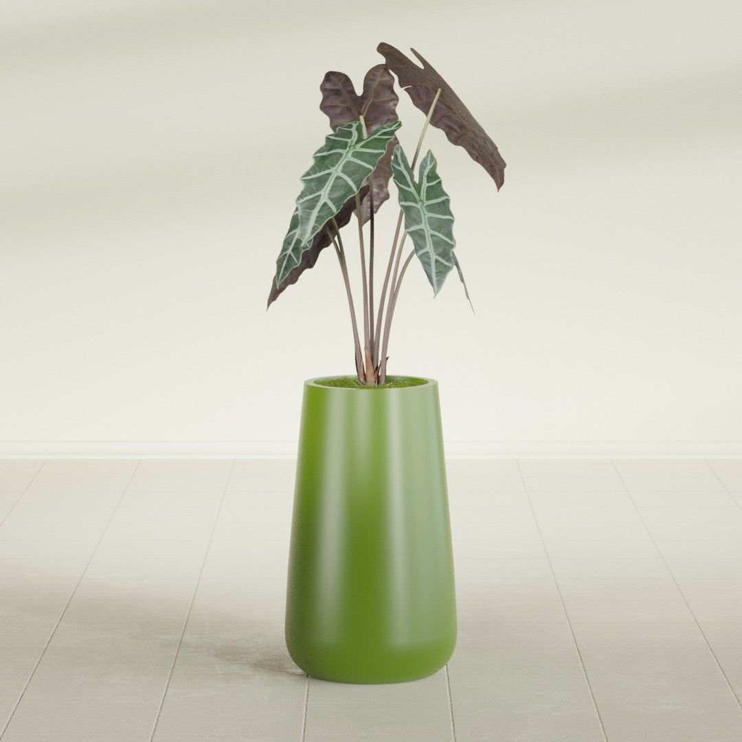 Saigon Large Tapered Round Planter - 14 in x 14 in x 30 in - Satin Green - Satin Green,13.7 in x 13.7 in 30 in