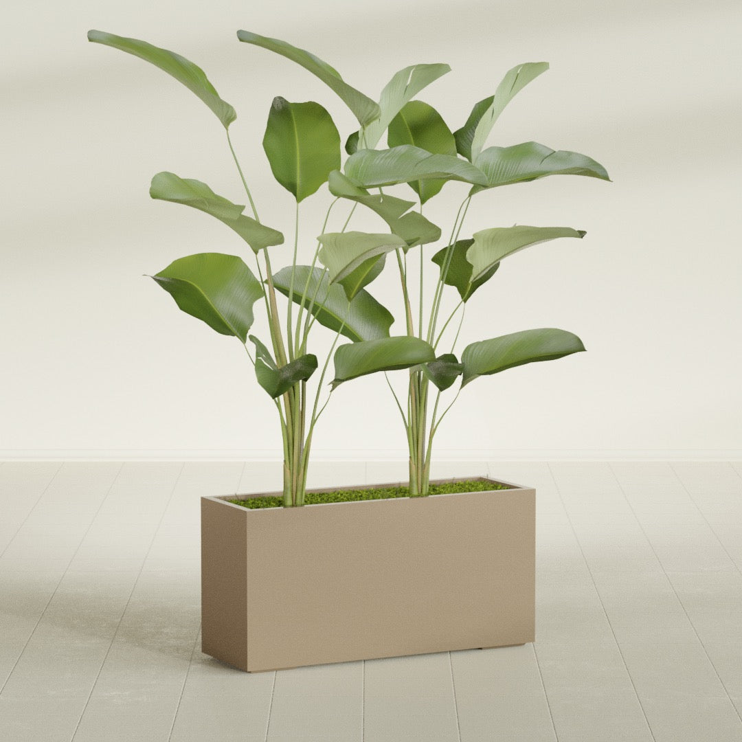 Tolga Extra Large Long Rectangle Fiberglass Planter - 48 in x 16 in x 24 in - Metallic Gold - Metallic Gold,48 in x 16 in x 24 in