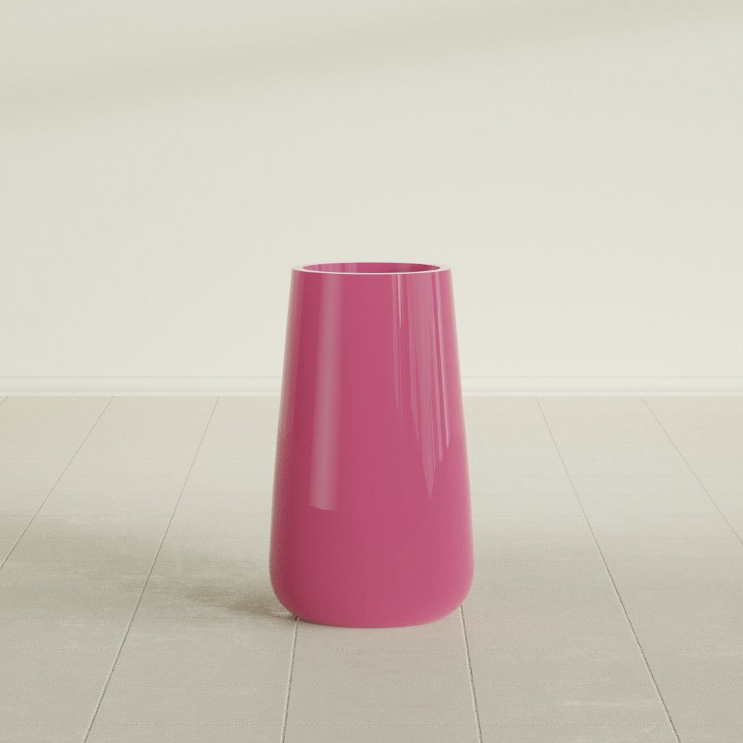 Saigon Large Tapered Round Planter - 14 in x 14 in x 30 in - Gloss Pink Violet - Gloss Pink Violet,13.7 in x 13.7 in 30 in