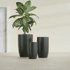 Lisbon Large Round Fiberglass Planter - 24 in x 24 in x 36 in - Matte Charcoal - Matte Charcoal,24 in x 24 in x 36 in