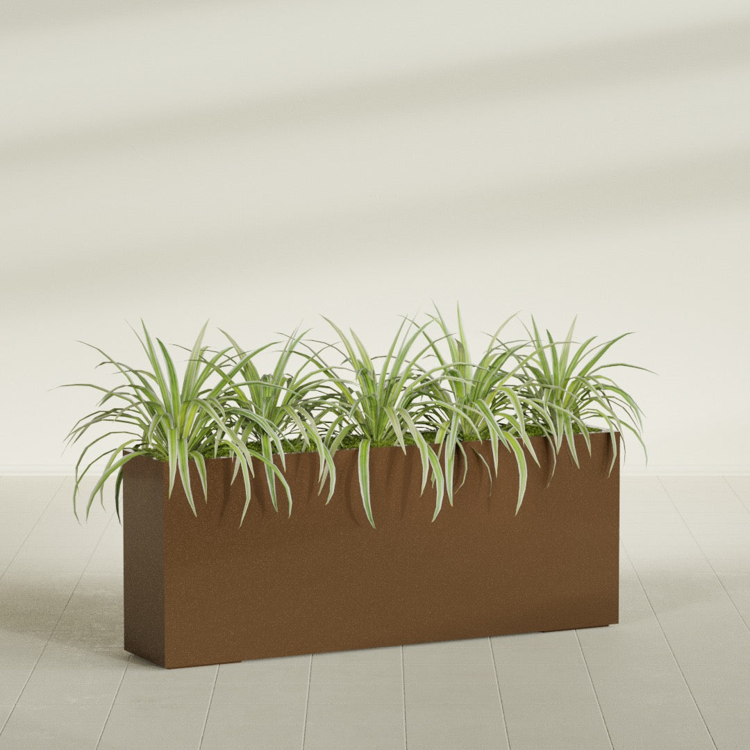 Hollywood Extra Large Narrow Rectangle Fiberglass Planter - 60 in x 12 in x 24 in - Metallic Bronze - Metallic Bronze,60 in x 12 in x 24 in