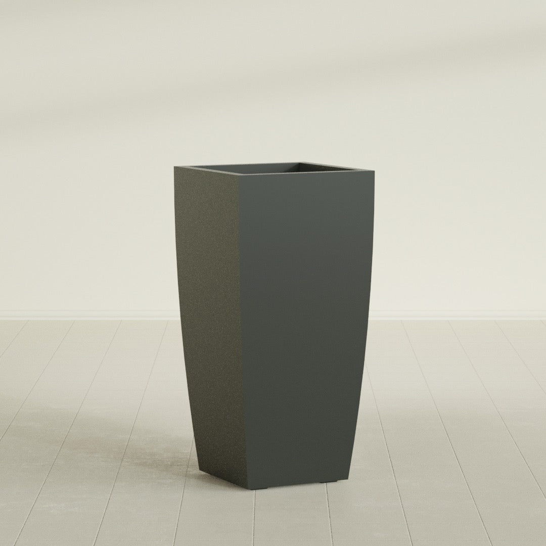 Toulan Large Tall Tapered Square Fiberglass Planter - 20 in x 20 in x 42 in - Matte Charcoal - Matte Charcoal,20 in x 20 in x 42 in