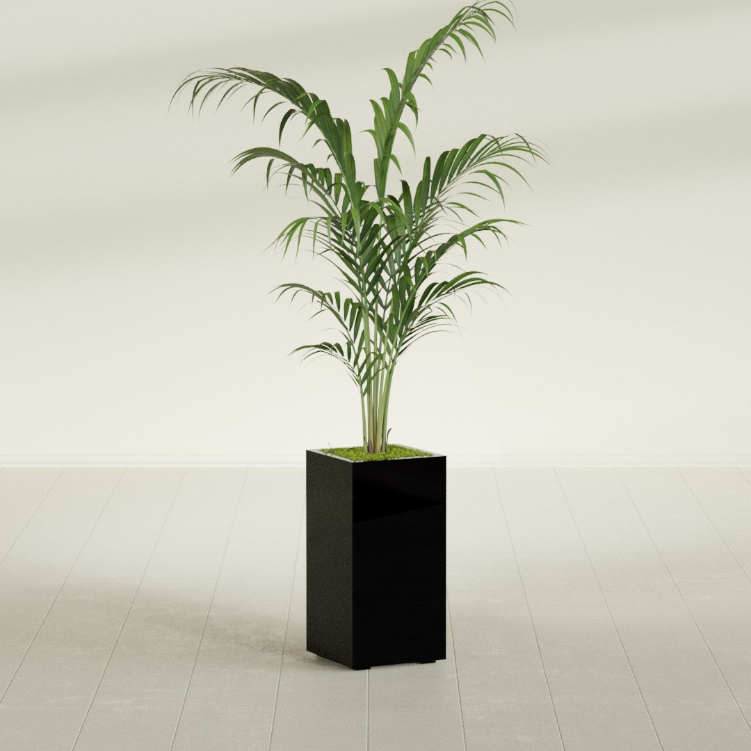Potsdam Large Tall Rectangle Fiberglass Planter - 16 in x 16 in x 32 in - Gloss Black - Gloss Black,16 in x 16 in x 32 in