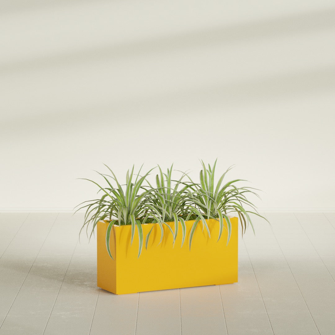 Hollywood Large Narrow Rectangle Fiberglass Planter - 36 in x 12 in x 24 in - Gloss Saffron - Gloss Saffron,36 in x 12 in x 24 in