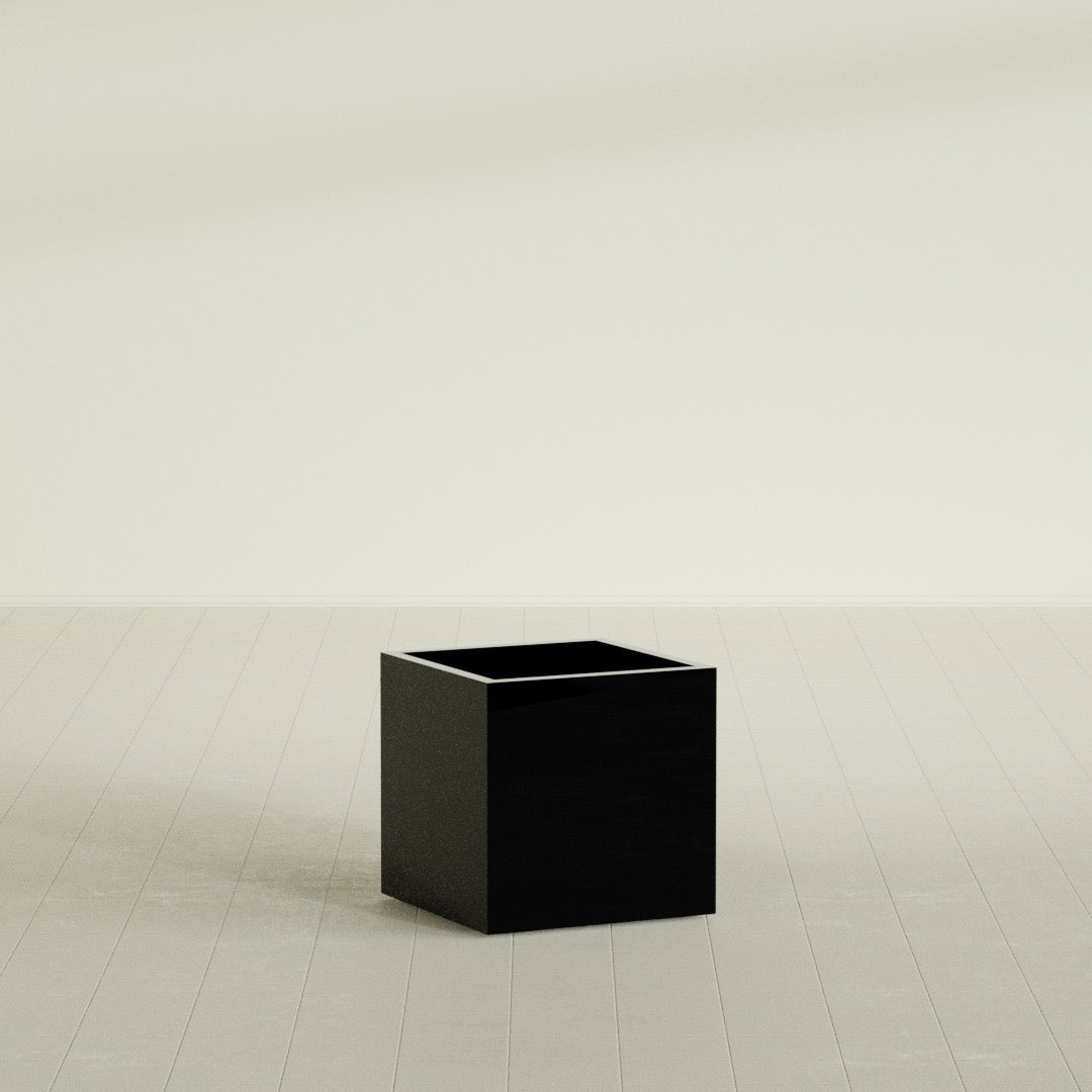 Montroy Medium Cube Square Fiberglass Planter - 24 in x 24 in x 24 in - Gloss Black - Gloss Black,24 in x 24 in x 24 in