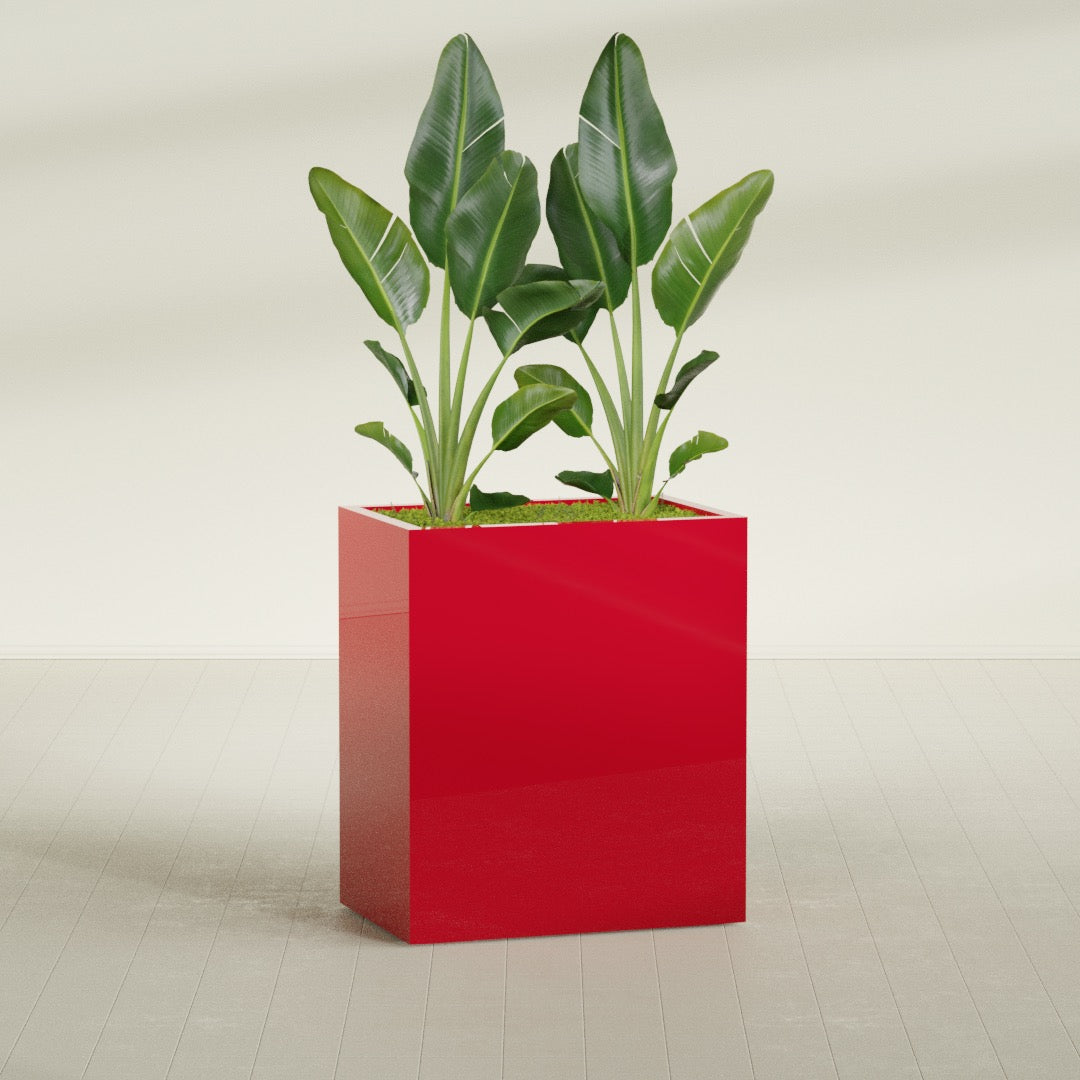 Darwin Large Rectangle Fiberglass Planter - 36 in x 24 in x 42 in - Gloss Red - Gloss Red,36 in x 24 in x 42 in