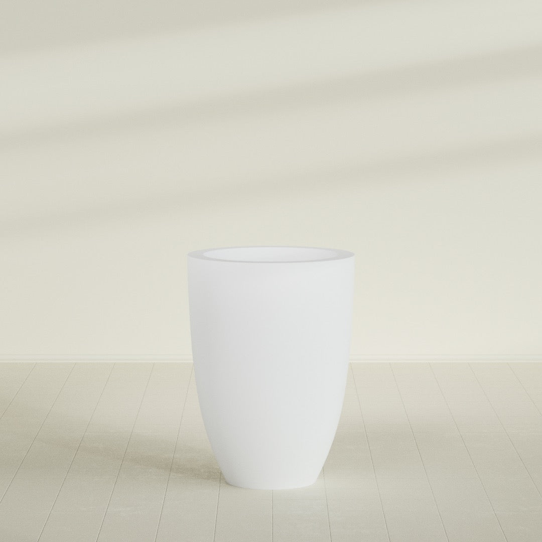Brannan Large Round Fiberglass Planter - 30 in x 30 in x 41 in - Gloss White - Gloss White,30 in x 30 in x 41 in