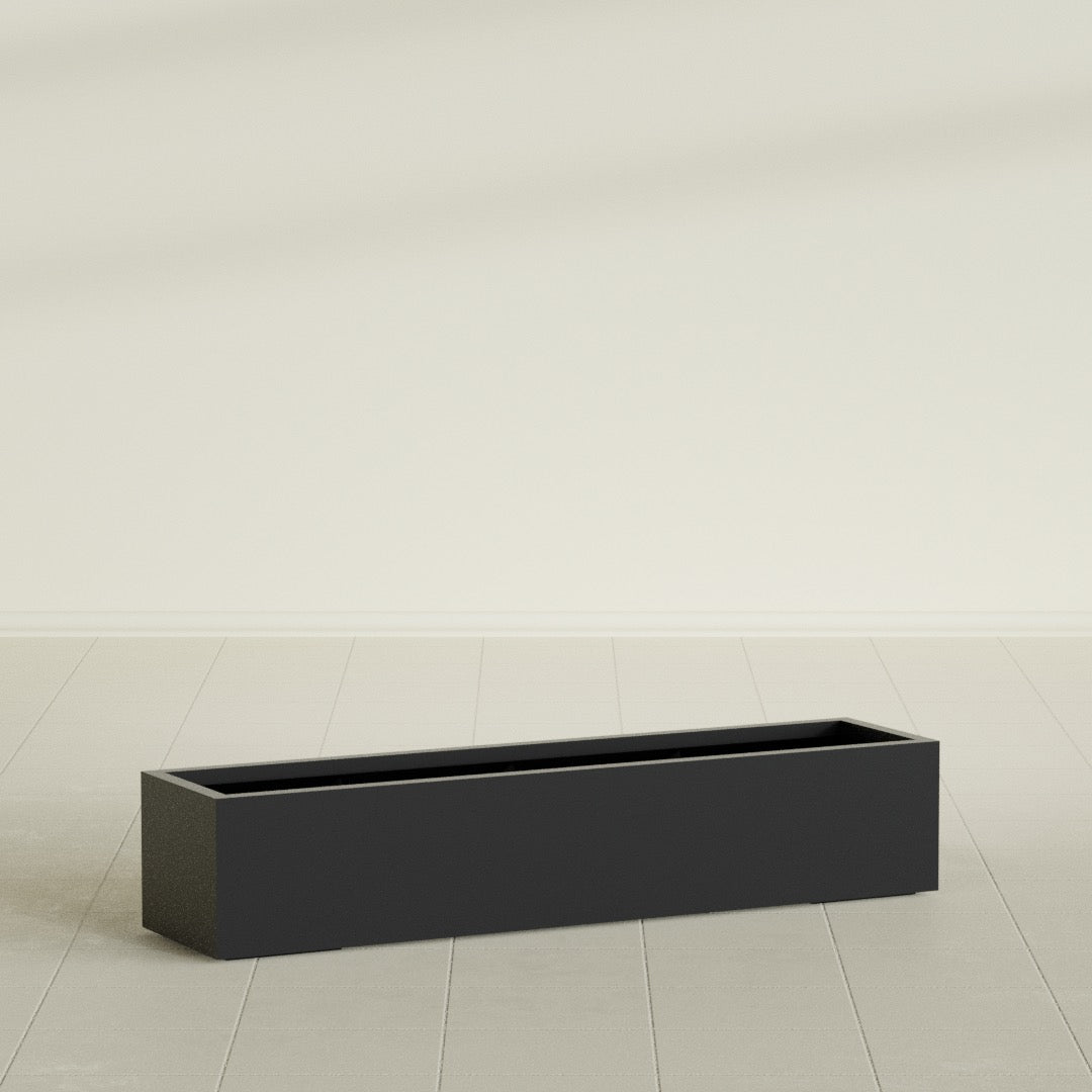Cuba Extra Large Long Rectangle Fiberglass Planter - 60 in x 14 in x 12 in - Matte Black - Matte Black,60 in x 14 in x 12 in