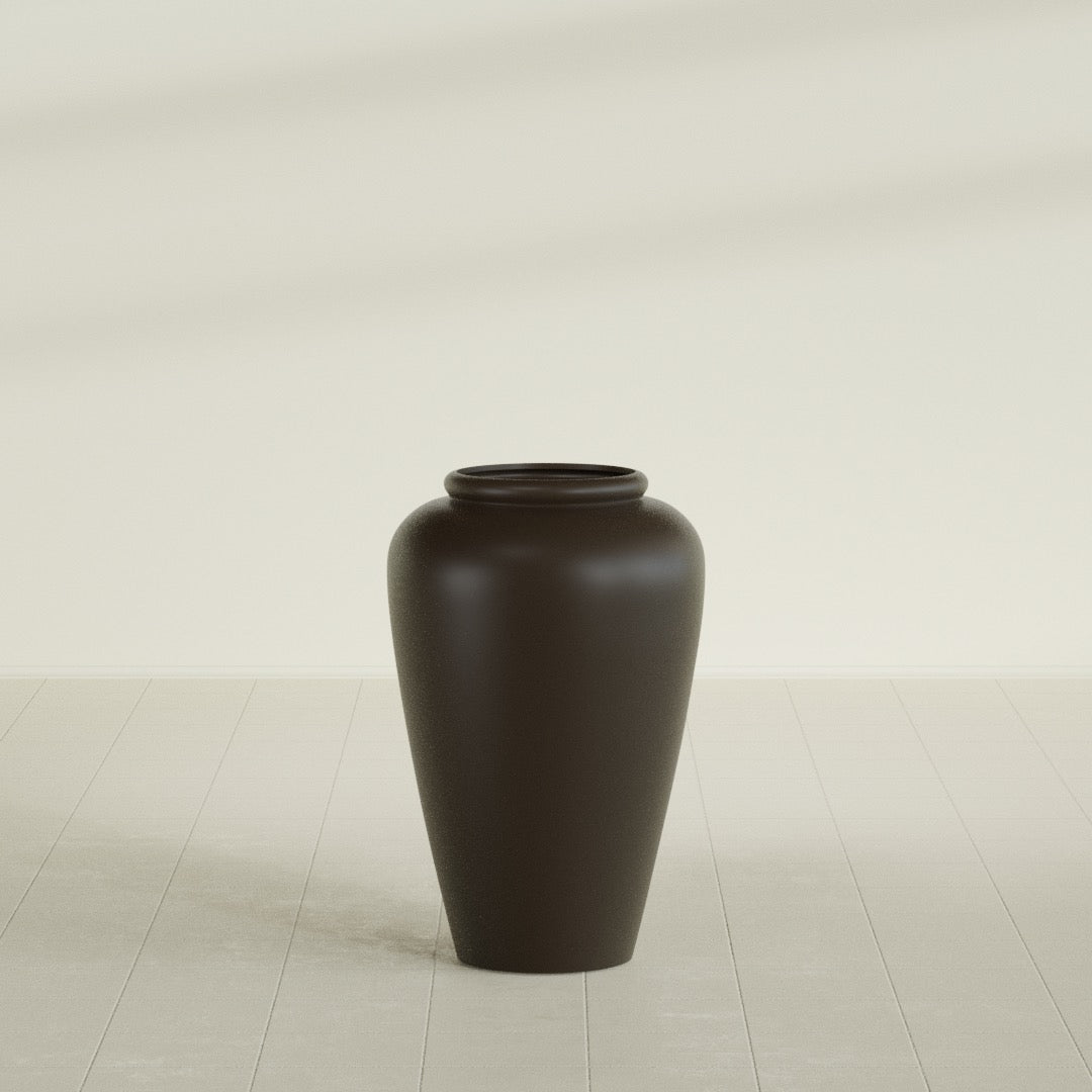 Bara Jar Large Round Fiberglass Planter - 20 in x 20 in x 31 in - Matte Brown - Matte Brown,20 in x 20 in x 32 in