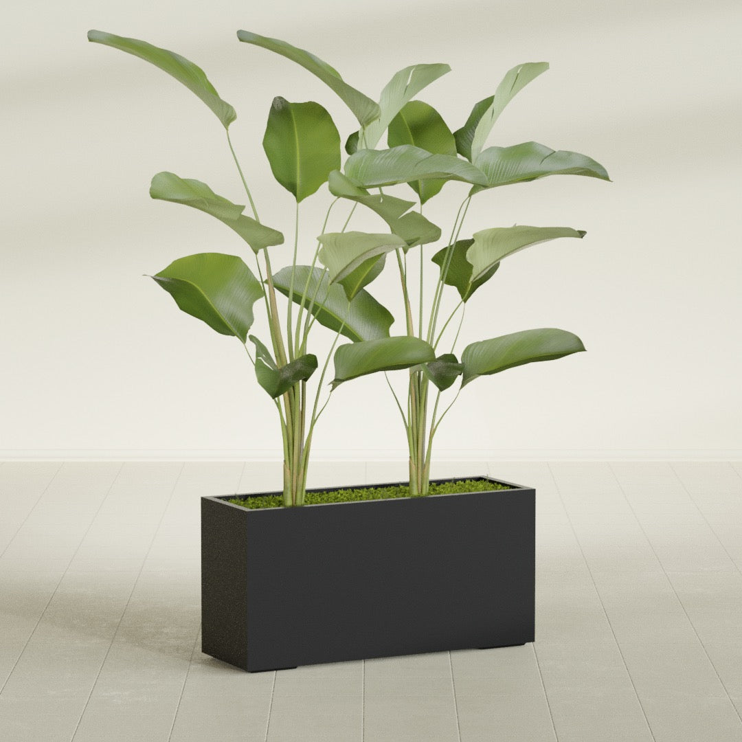 Tolga Extra Large Long Rectangle Fiberglass Planter - 48 in x 16 in x 24 in - Matte Black - Matte Black,48 in x 16 in x 24 in