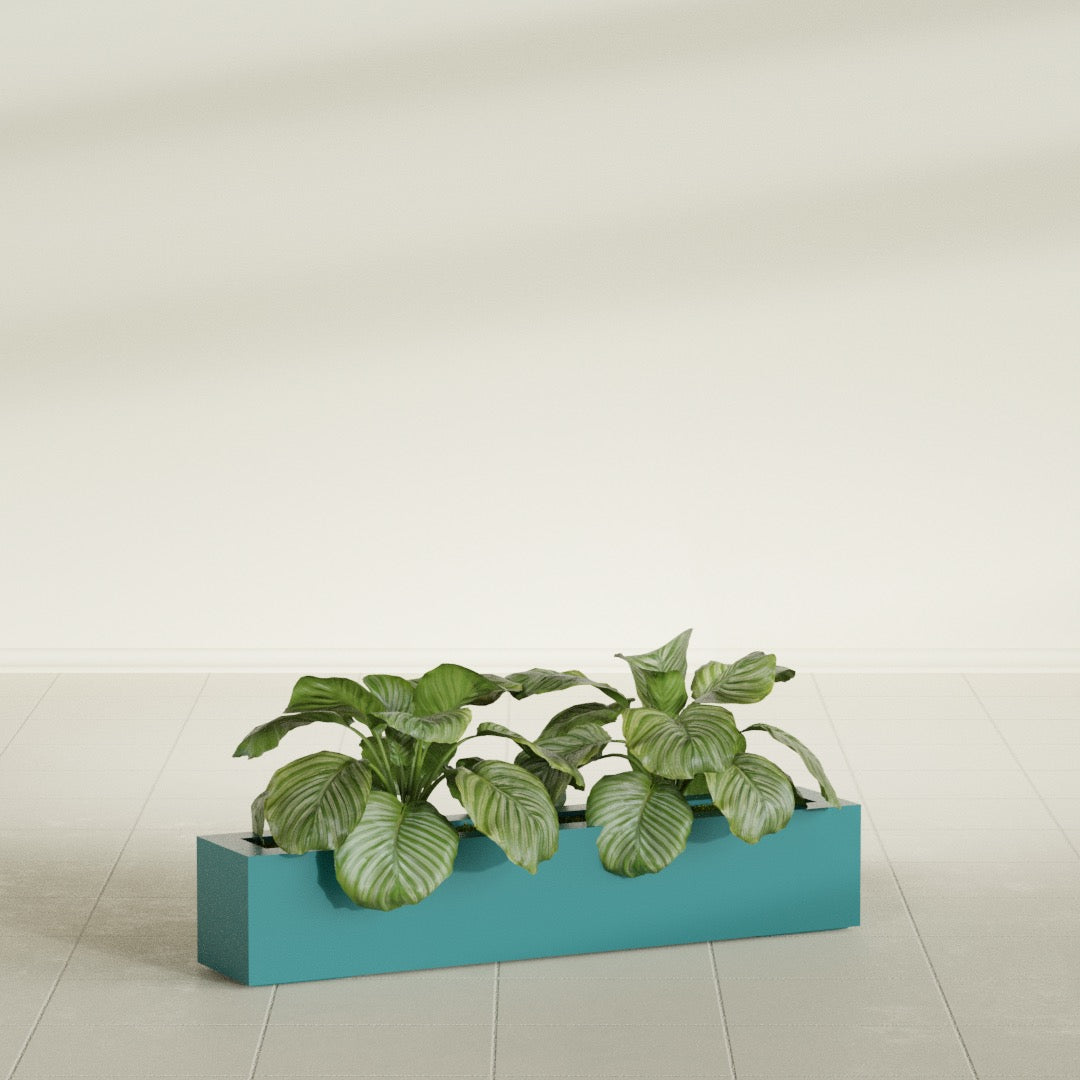 Salon Large Tall Rectangle Fiberglass Planter - 42 in x 8 in x 8 in - Satin Sea Foam - Satin Sea Foam,42 in x 8 in x 8 in