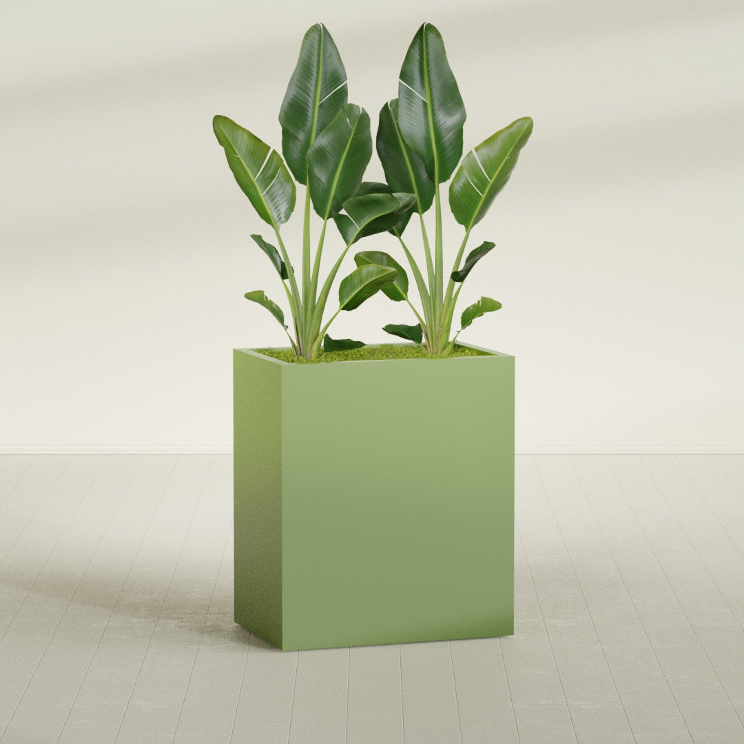 Darwin Large Rectangle Fiberglass Planter - 36 in x 24 in x 42 in - Satin Green - Satin Green,36 in x 24 in x 42 in