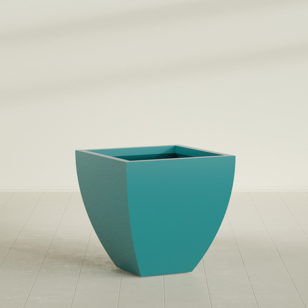 Lima Large Tapered Square Fiberglass Planter - 30 in x 30 in x 30 in - Satin Sea Foam - Satin Sea Foam,30 in x 30 in x 30 in