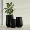 Tall Hayden Medium Round Fiberglass Planter - 15 in x 15 in x 23 in - Gloss Black - Gloss Black,15 in x 15 in x 23 in
