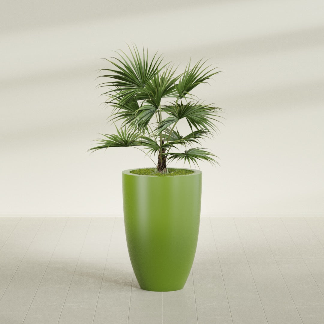 Brannan Large Round Fiberglass Planter - 24 in x 24 in x 35 in - Satin Green - Satin Green,24 in x 24 in x 35 in