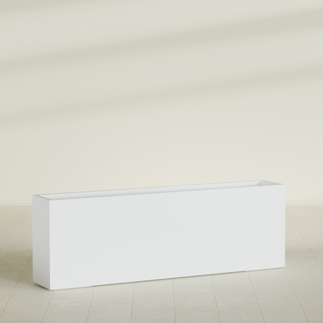 Hollywood Extra Large Narrow Rectangle Fiberglass Planter - 72 in x 12 in x 24 in - Gloss White - Gloss White,72 in x 12 in x 24 in