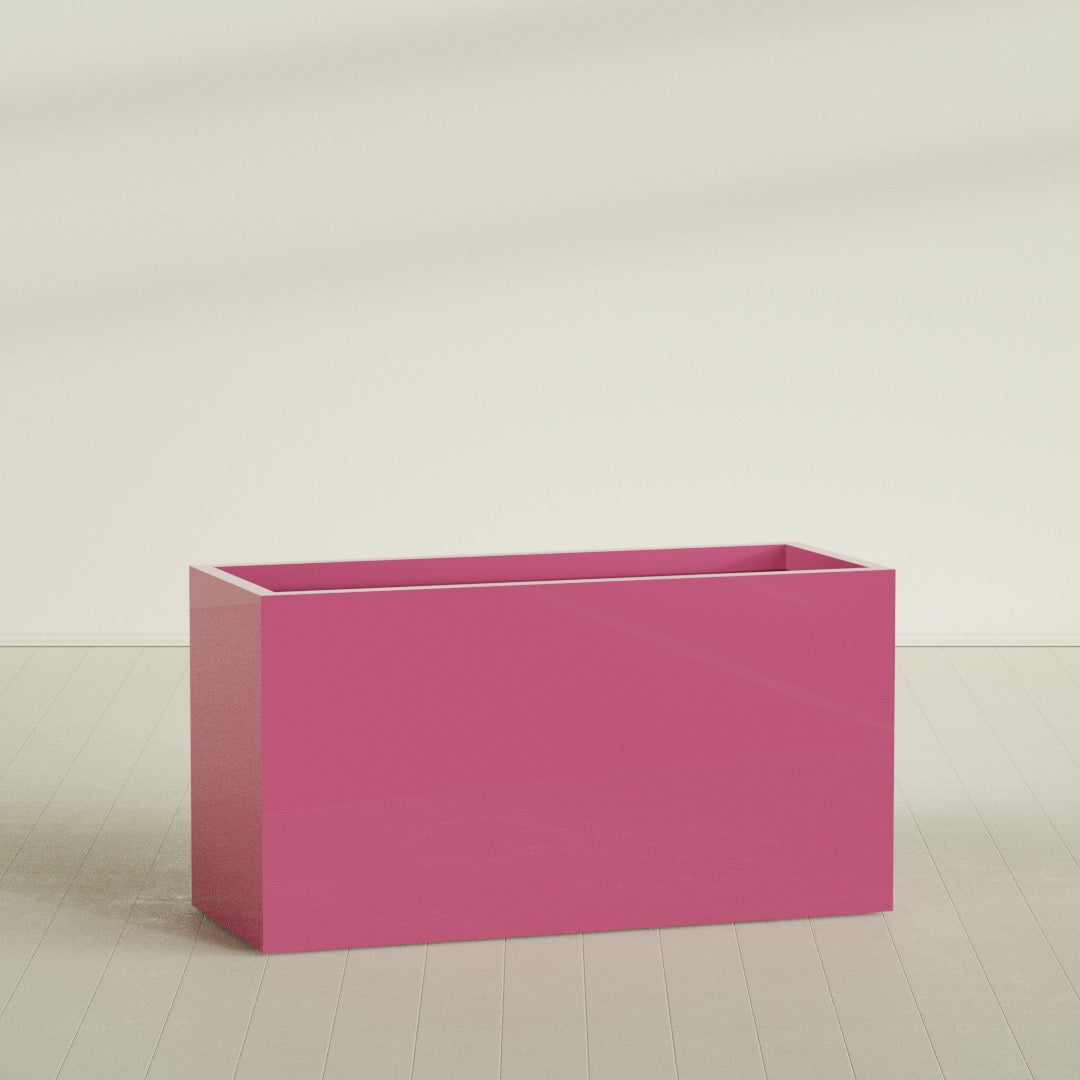 Brisbane Extra Large Long Rectangle Fiberglass Planter - 60 in x 24 in x 32 in - Gloss Pink Violet - Gloss Pink Violet,60 in x 24 in x 32 in