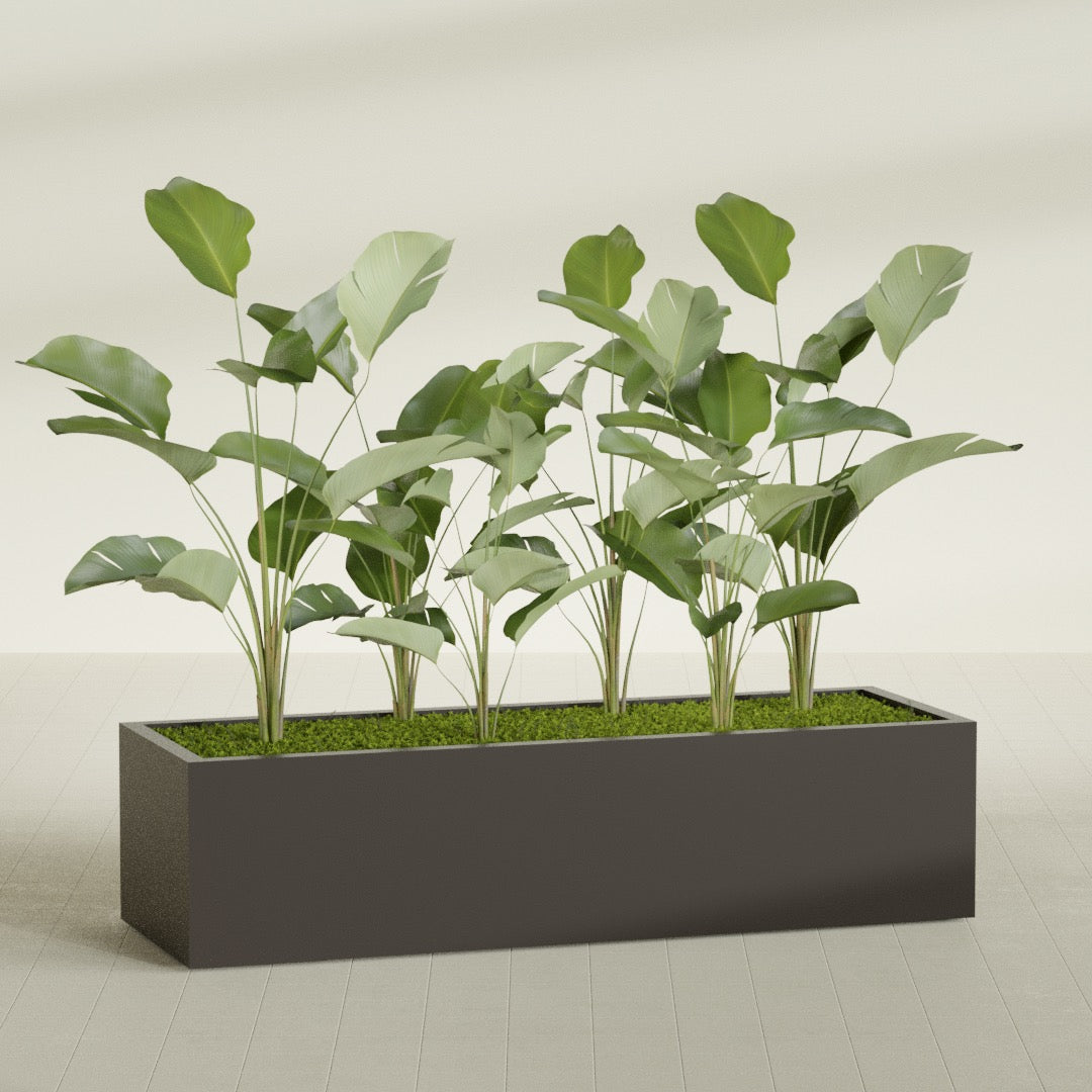 Torino Extra Large Wide Rectangle Fiberglass Planter - 72 in x 24 in x 18 in - Matte Brown - Matte Brown,72 in x 24 in x 18 in