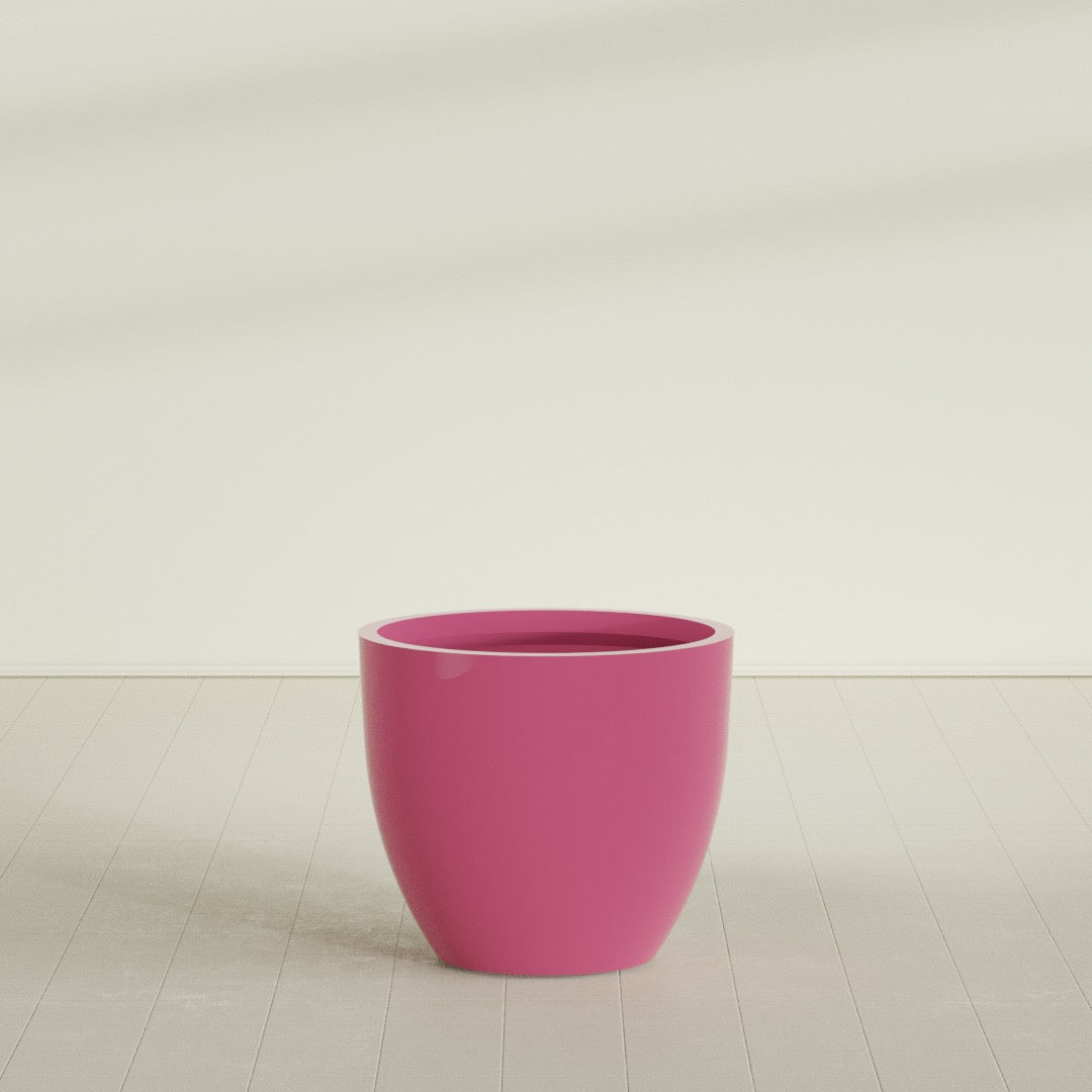 Wannsee Large Round Fiberglass Planter - 39 in x 39 in x 34 in - Gloss Pink Violet - Gloss Pink Violet,39 in x 39 in x 34 in