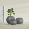 Globe Medium Sphere Fiberglass Planter - 24 in x 24 in x 19 in - Metallic Gunmetal - Metallic Gunmetal,24 in x 24 in x 20 in